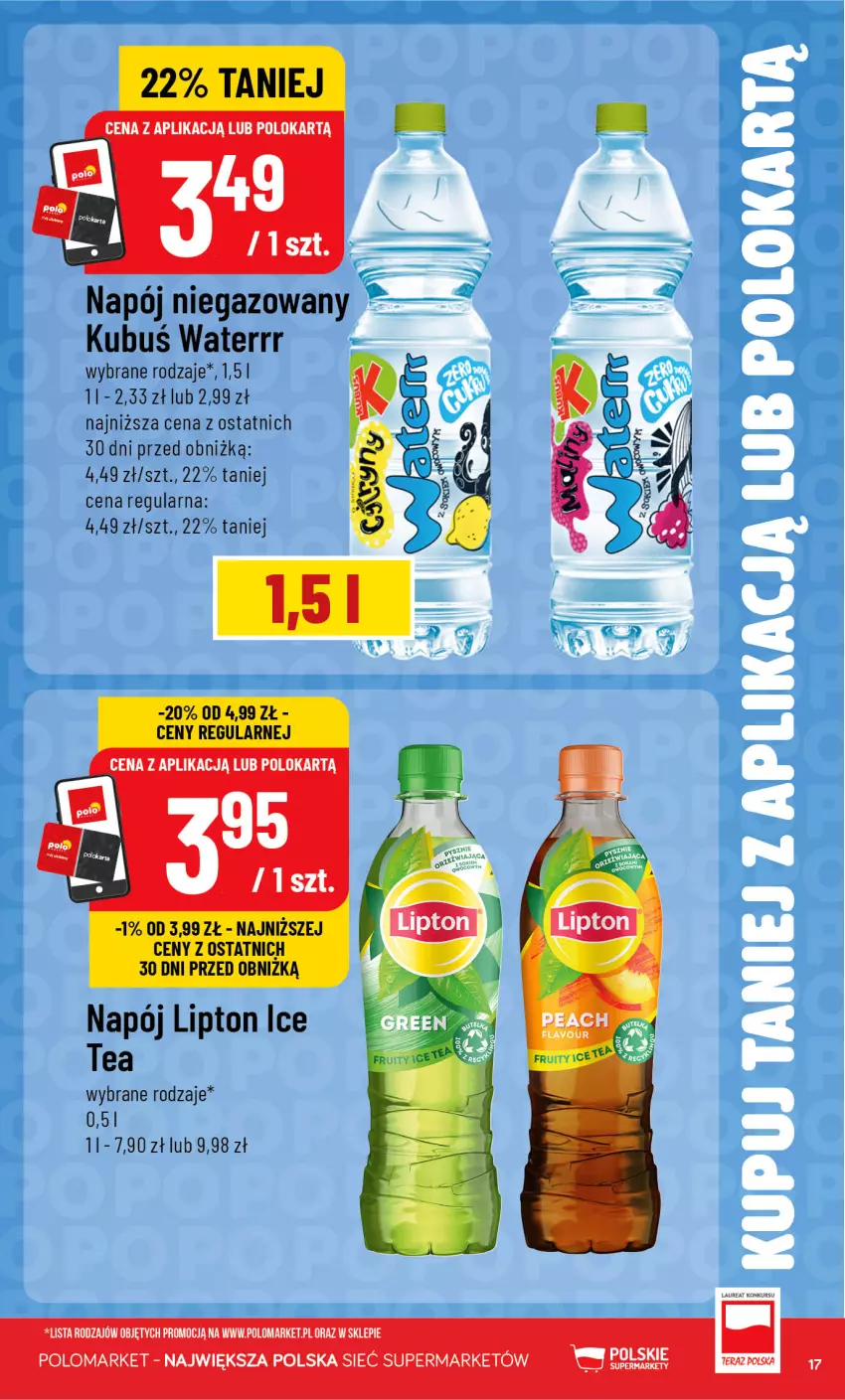 Gazetka promocyjna PoloMarket - Katalog Kupuj taniej z POLOappką - ważna 05.08 do 11.08.2026 - strona 17 - produkty: Kubuś, Kubuś Waterrr, Lipton, Napój, Sok, Tera