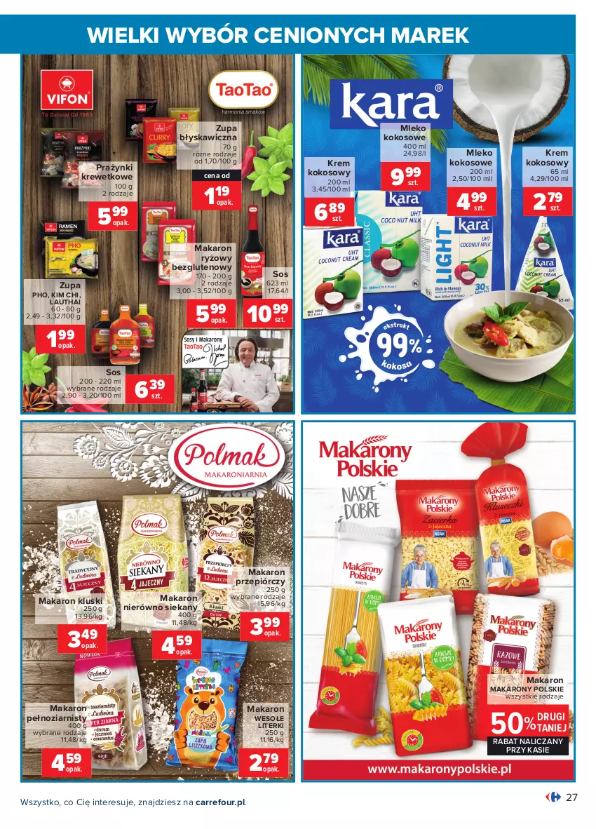Gazetka promocyjna Carrefour - Gazetka Wielki wybór cenionych marek - ważna 19.07 do 31.07.2021 - strona 27 - produkty: Kokos, Makaron, Makaron ryżowy, Mleko, Mleko kokosowe, Ryż, Sos, Zupa