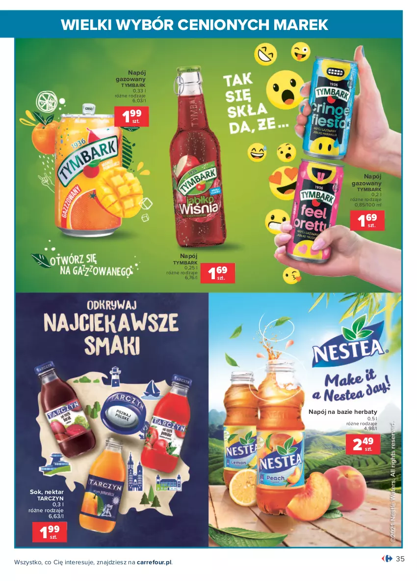 Gazetka promocyjna Carrefour - Gazetka Wielki wybór cenionych marek - ważna 19.07 do 31.07.2021 - strona 35 - produkty: Napój, Napój gazowany, Nektar, Sok, Tymbark