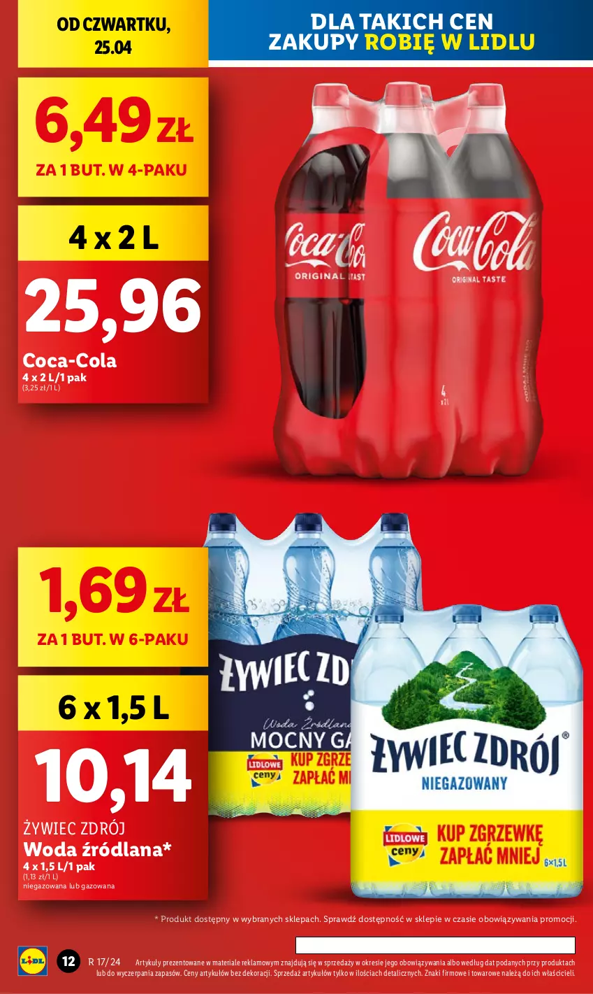 Gazetka promocyjna Lidl - GAZETKA - ważna 25.04 do 28.04.2024 - strona 12 - produkty: Coca-Cola, LANA, Woda