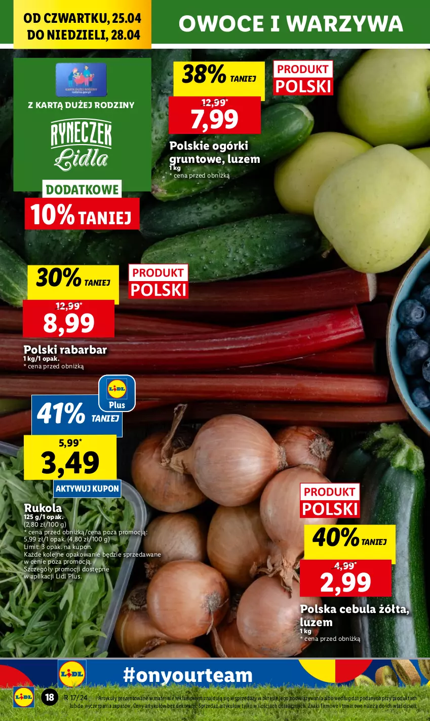 Gazetka promocyjna Lidl - GAZETKA - ważna 25.04 do 28.04.2024 - strona 20 - produkty: Cebula, Chleb, Grunt, Olej, Owoce, Rukola, Ser, Warzywa