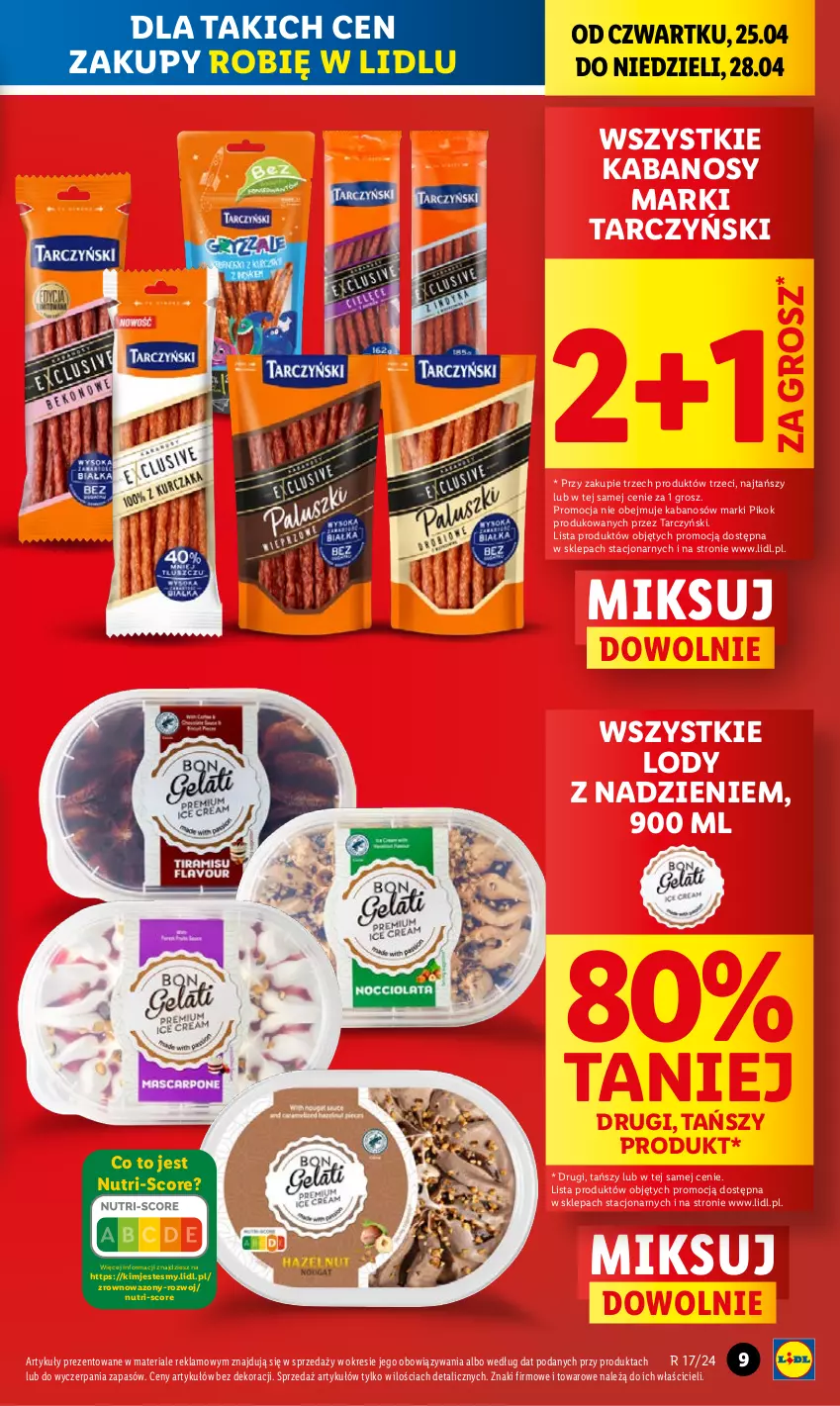Gazetka promocyjna Lidl - GAZETKA - ważna 25.04 do 28.04.2024 - strona 9 - produkty: Kabanos, Lody, PIKOK, Tarczyński, Wazon