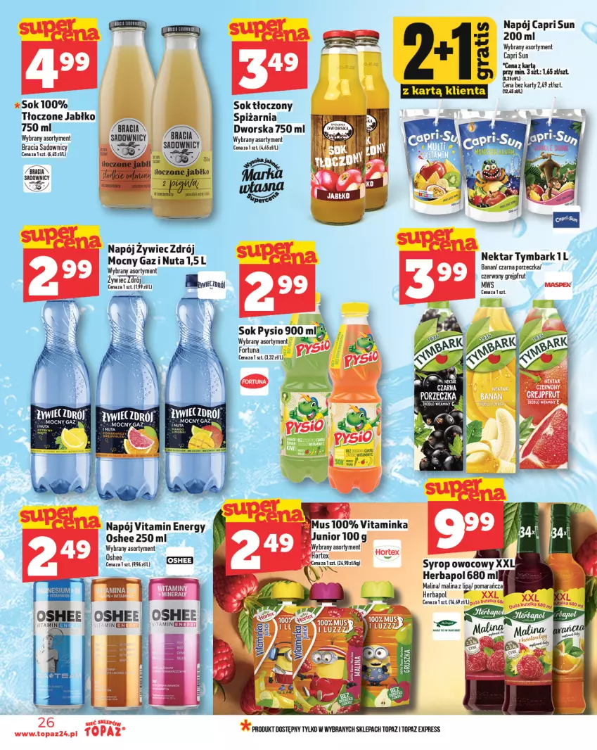 Gazetka promocyjna Topaz - Gazetka - ważna 20.03 do 26.03.2025 - strona 26 - produkty: Fortuna, Grejpfrut, Herbapol, Napój, Nektar, Oshee, Por, Sok, Top, Tymbark