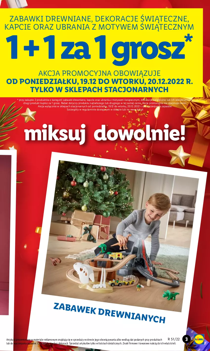 Gazetka promocyjna Lidl - GAZETKA - ważna 19.12 do 24.12.2022 - strona 3 - produkty: Kapcie, Ubrania, Zabawki drewniane