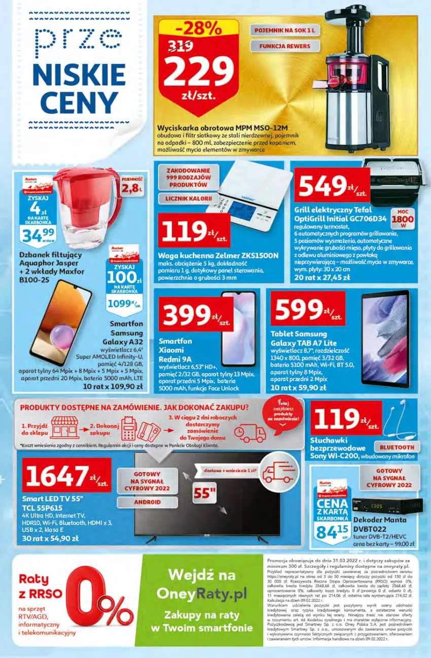 Gazetka promocyjna Auchan - przeNISKIE CENY Jedz zdrowo i czuj się przepięknie Hipermarkety - ważna 10.03 do 16.03.2022 - strona 27 - produkty: Amol, Aquaphor, Bateria, Fa, Gala, Grill, Kosz, Piec, Pojemnik, Samsung, Sok, Tablet, Termos, Wyciskarka