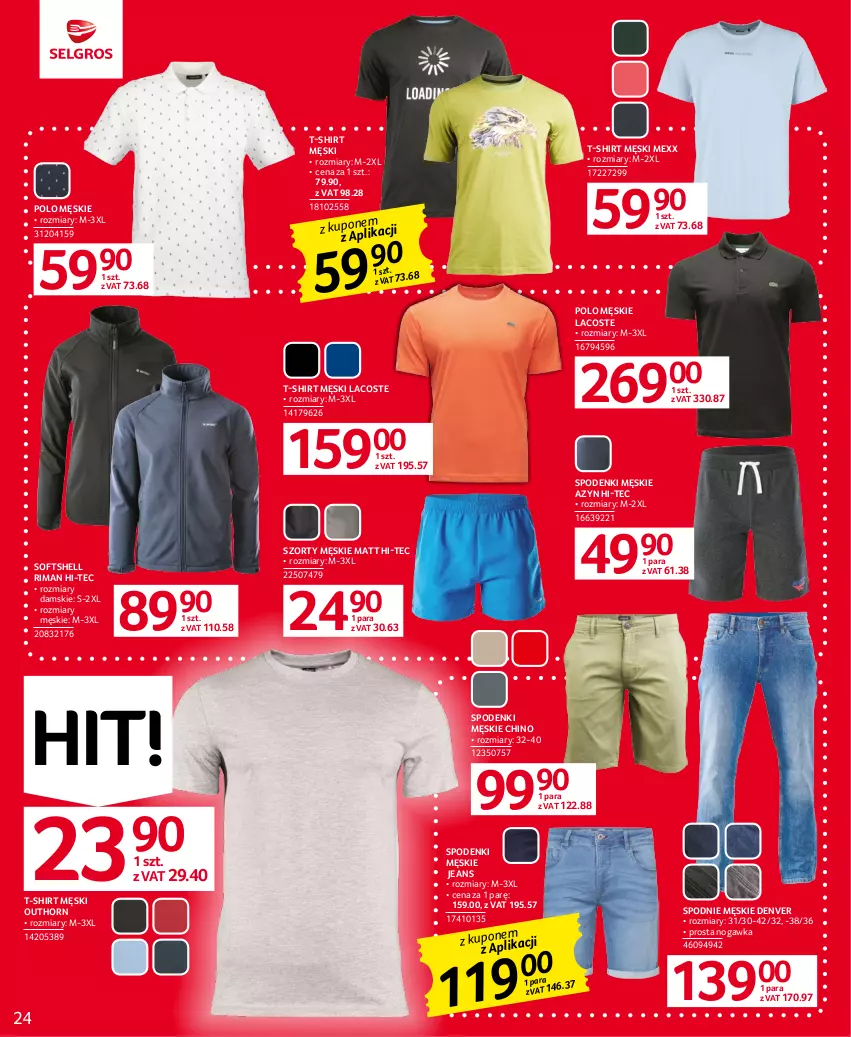 Gazetka promocyjna Selgros - Oferta przemysłowa - ważna 18.05 do 31.05.2023 - strona 24 - produkty: Hi-Tec, Lacoste, Mexx, Spodnie, Szorty, T-shirt