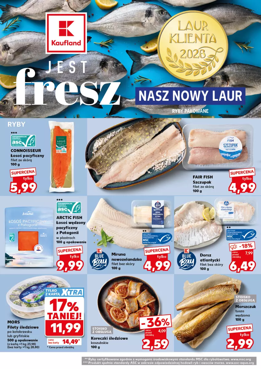 Gazetka promocyjna Kaufland - Mocny Start - ważna 15.06 do 17.06.2026 - strona 18 - produkty: Dorsz, Fa, Filet z dorsza atlantyckiego, Koreczki śledziowe, Miruna, Tago, Tusz, Woda, Zupa