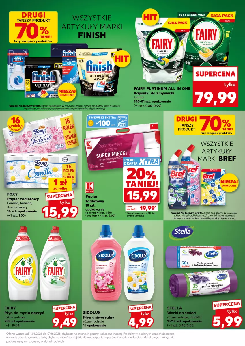 Gazetka promocyjna Kaufland - Mocny Start - ważna 15.06 do 17.06.2026 - strona 25 - produkty: Bref, Fa, Fairy, Finish, Mop, Papier, Papier toaletowy, Sidolux, Worki na śmiec, Worki na śmieci, Zmywarki