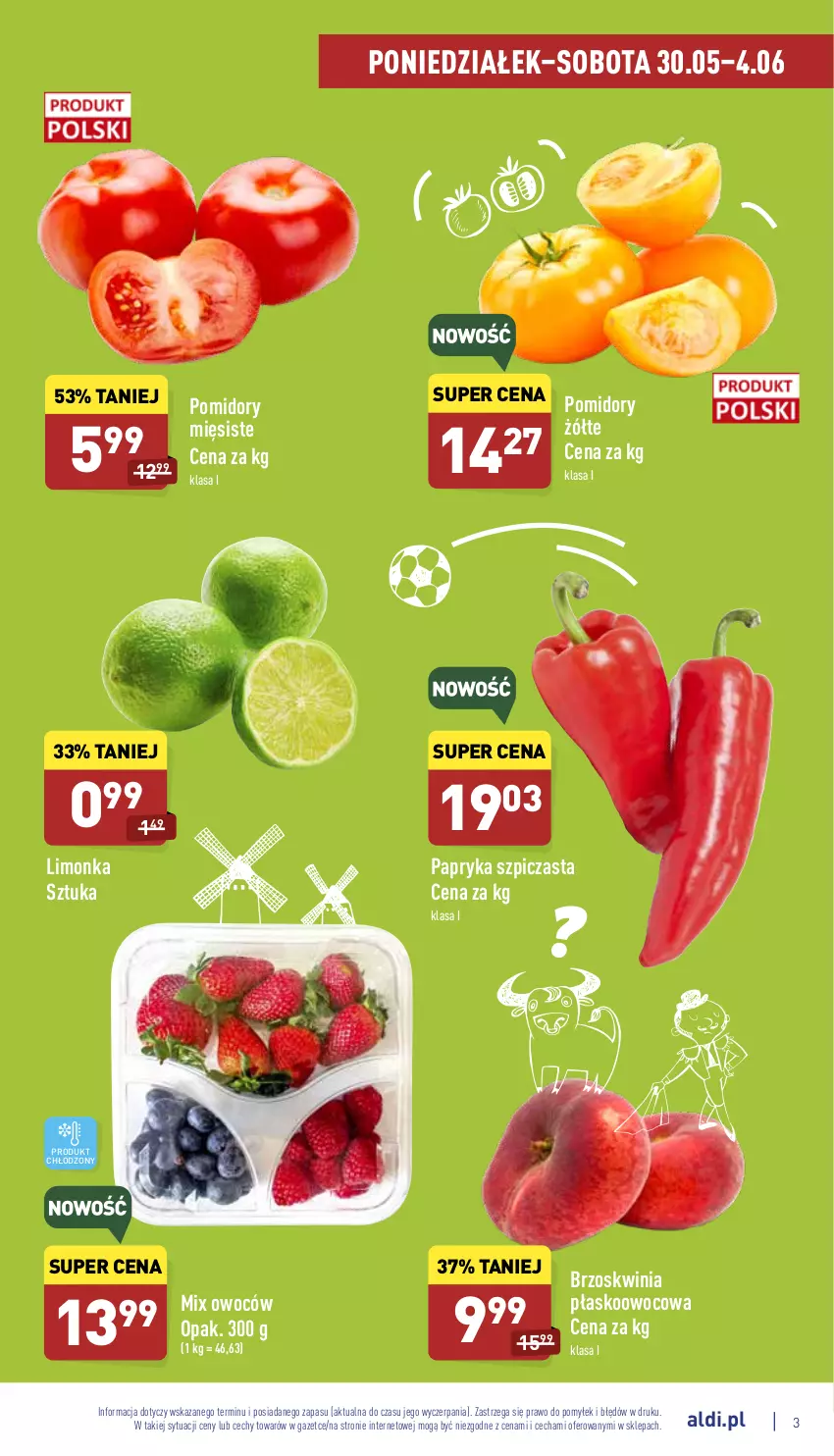 Gazetka promocyjna Aldi - Katalog spożywczy - ważna 30.05 do 04.06.2022 - strona 3 - produkty: Limonka, Papryka, Pomidory, Szpic