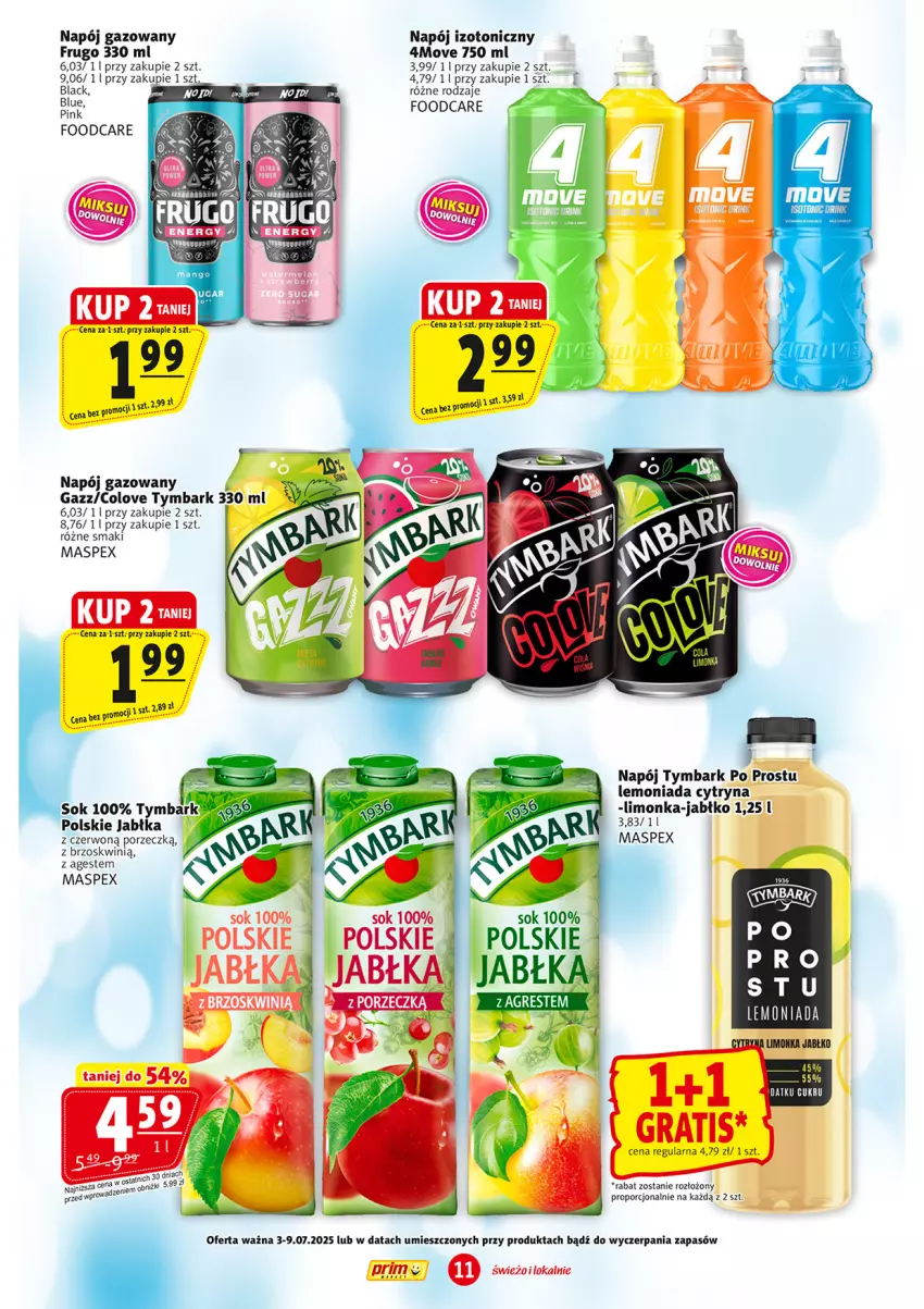 Gazetka promocyjna Prim Market - ważna 03.07 do 09.07.2025 - strona 11 - produkty: Gra, Jabłka, Lack, Lemoniada, Limonka, Napój, Napój gazowany, Napój izotoniczny, Por, Sok, Tymbark