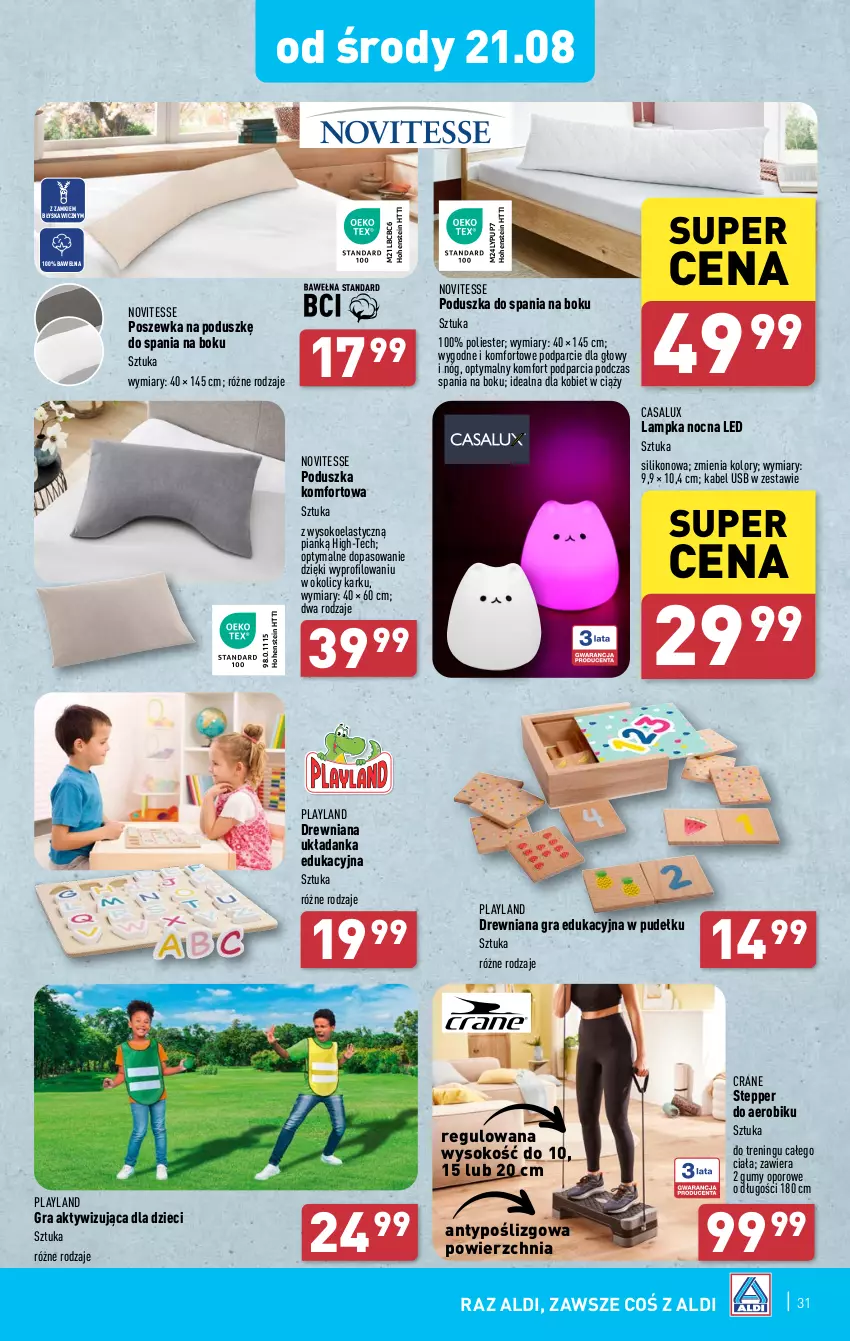 Gazetka promocyjna Aldi - Pełna oferta - ważna 19.08 do 25.08.2024 - strona 31 - produkty: Dzieci, Gra, Kabel USB, Poduszka, Por, Poszewka, Sok, Układanka, Wełna