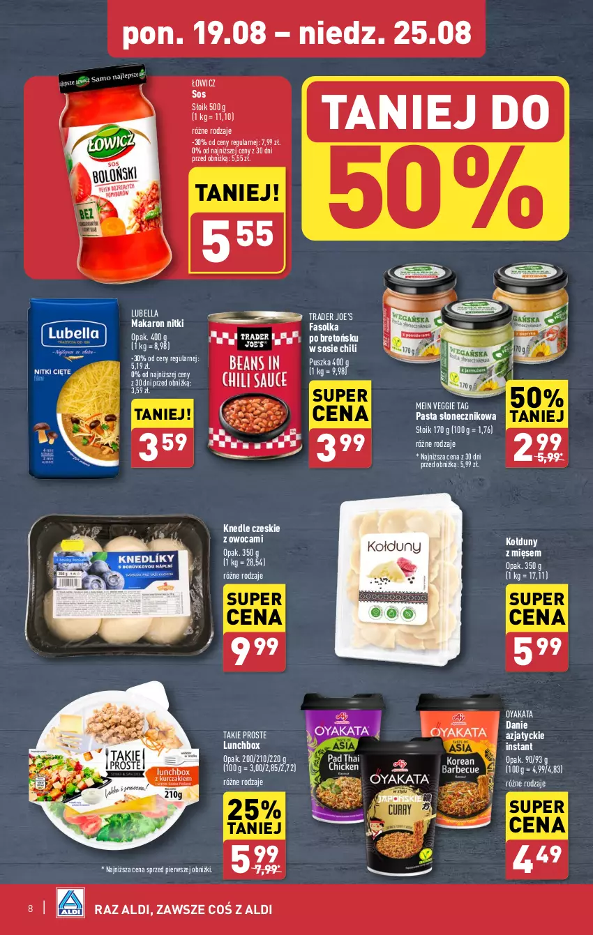 Gazetka promocyjna Aldi - Pełna oferta - ważna 19.08 do 25.08.2024 - strona 8 - produkty: Bell, Bella, Fa, Knedle, Lubella, Makaron, Sos