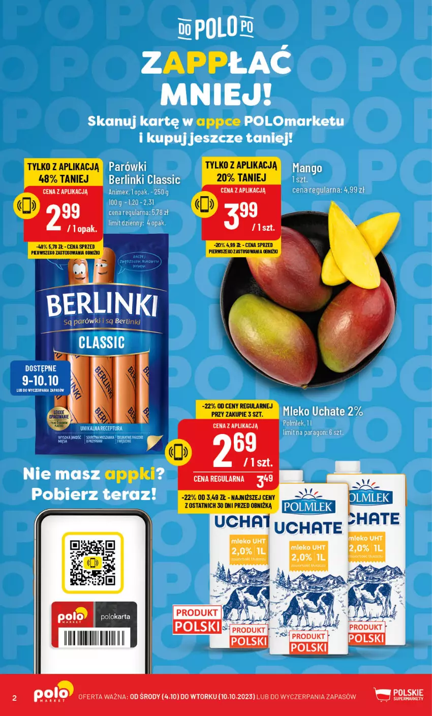 Gazetka promocyjna PoloMarket - Gazetka pomocyjna - ważna 04.10 do 10.10.2023 - strona 2 - produkty: Berlinki, Parówki