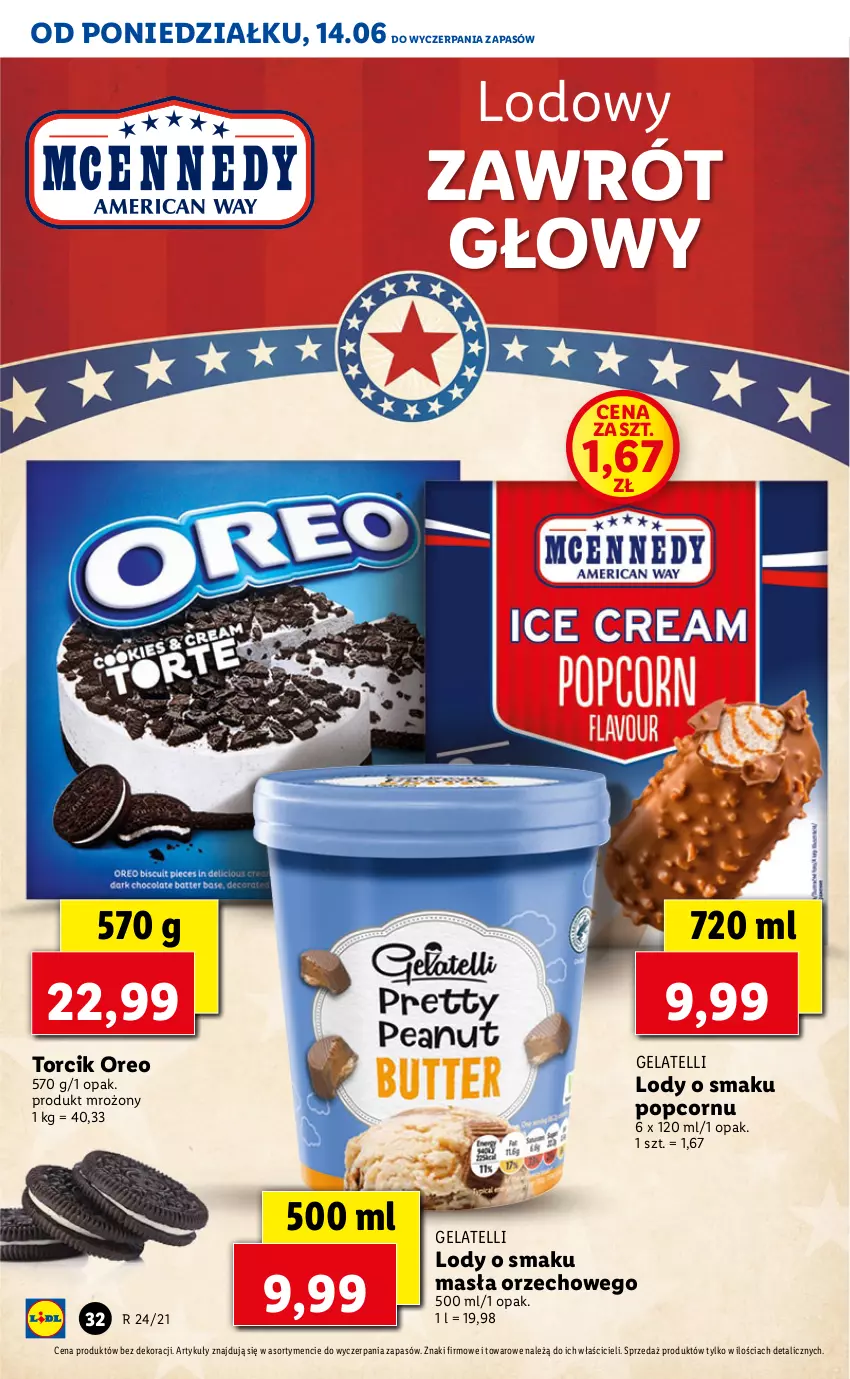 Gazetka promocyjna Lidl - GAZETKA - ważna 14.06 do 16.06.2021 - strona 32 - produkty: Lody, Oreo, Popcorn