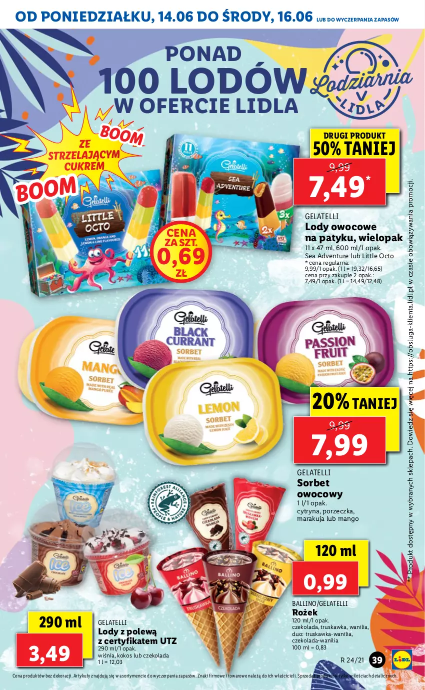 Gazetka promocyjna Lidl - GAZETKA - ważna 14.06 do 16.06.2021 - strona 39 - produkty: Czekolada, Kokos, Lody, Mango, Por