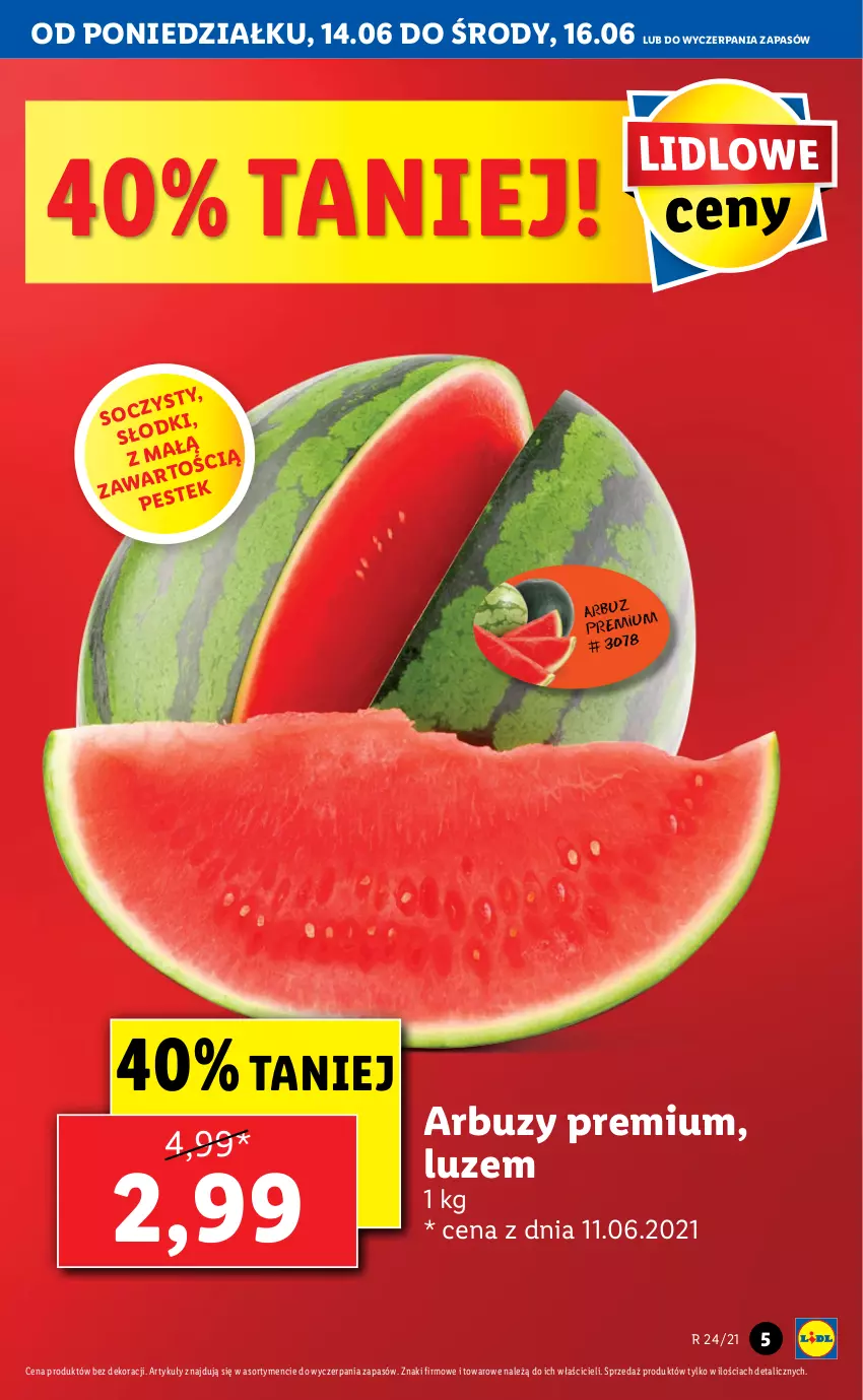 Gazetka promocyjna Lidl - GAZETKA - ważna 14.06 do 16.06.2021 - strona 5 - produkty: Arbuz, Stek