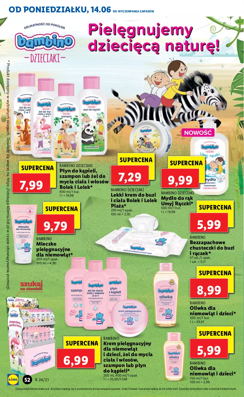 Gazetka promocyjna Lidl - GAZETKA - ważna 14.06 do 16.06.2021 - strona 52 - produkty: Chusteczki, Dzieci, Mleczko, Mydło, Płyn do kąpieli, Szampon