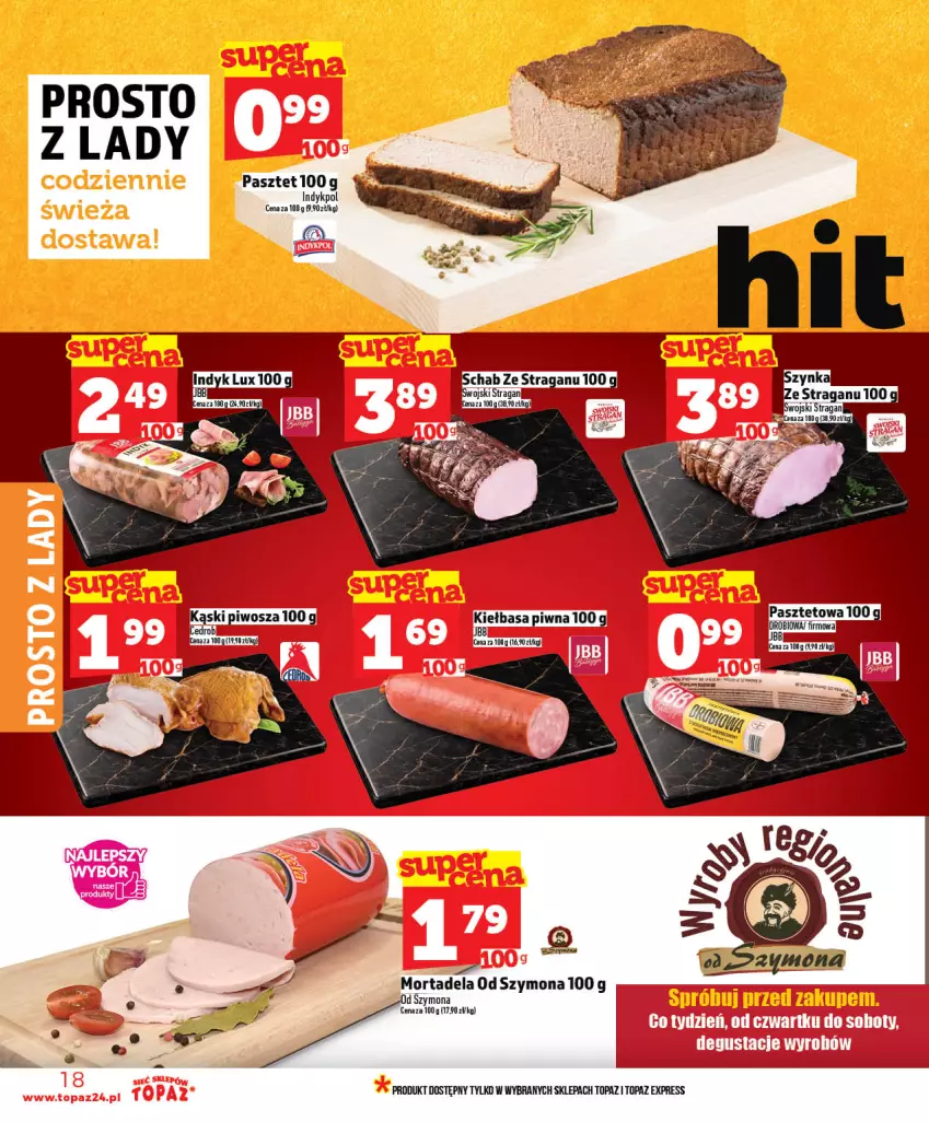 Gazetka promocyjna Topaz - Gazetka - ważna 21.05 do 27.05.2026 - strona 18 - produkty: Kiełbasa, Kiełbasa piwna, Pasztet, Piwo, Szynka, Top