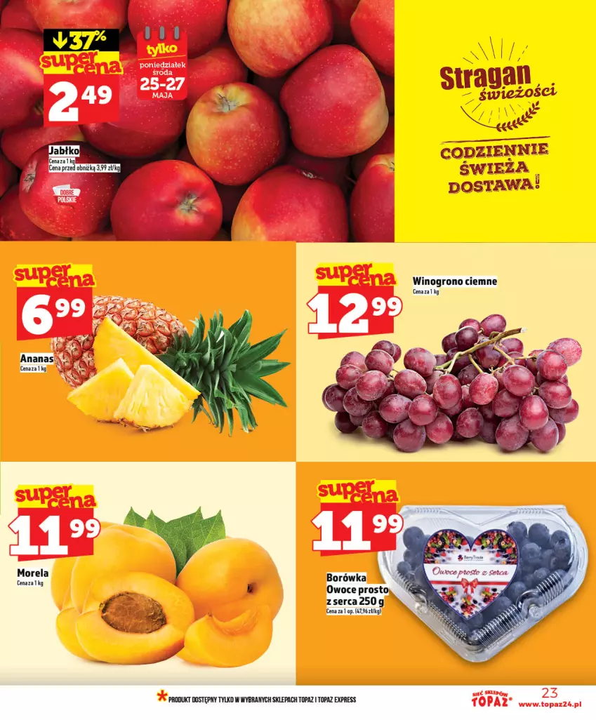 Gazetka promocyjna Topaz - Gazetka - ważna 21.05 do 27.05.2026 - strona 23 - produkty: Borówka, Owoce, Ser, Top, Wino