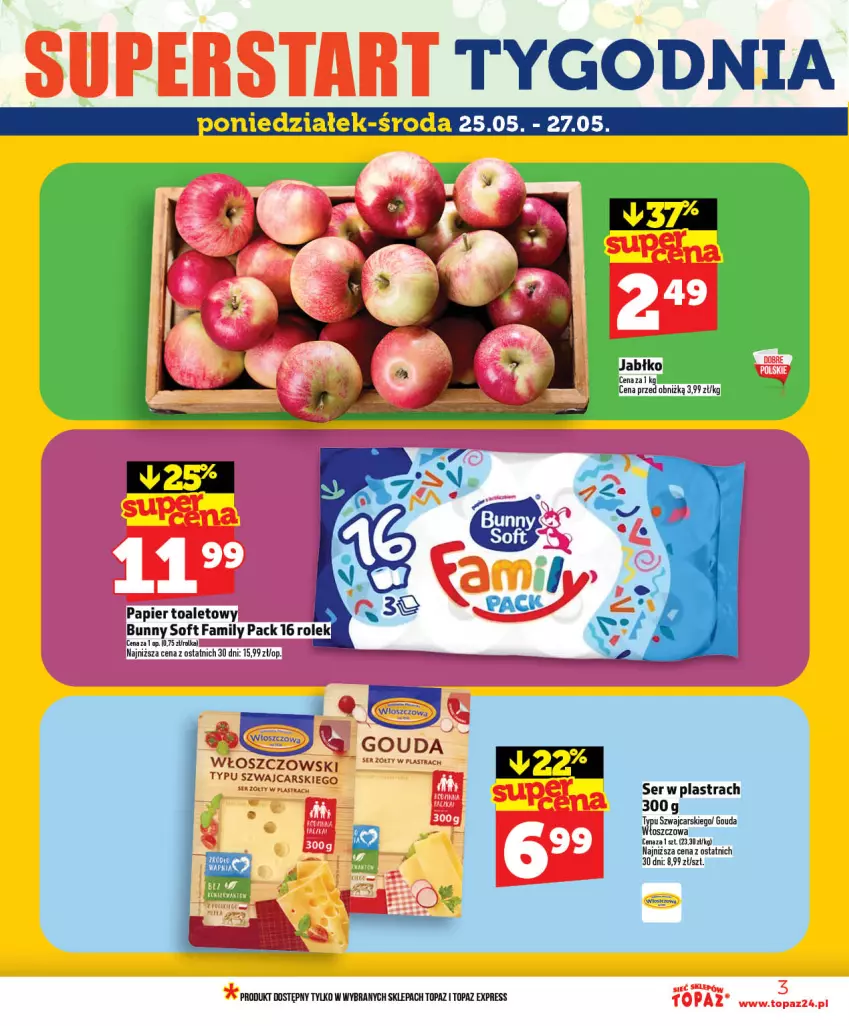Gazetka promocyjna Topaz - Gazetka - ważna 21.05 do 27.05.2026 - strona 3 - produkty: Cars, Fa, Gouda, Papier, Papier toaletowy, Ser, Top, Włoszczowski