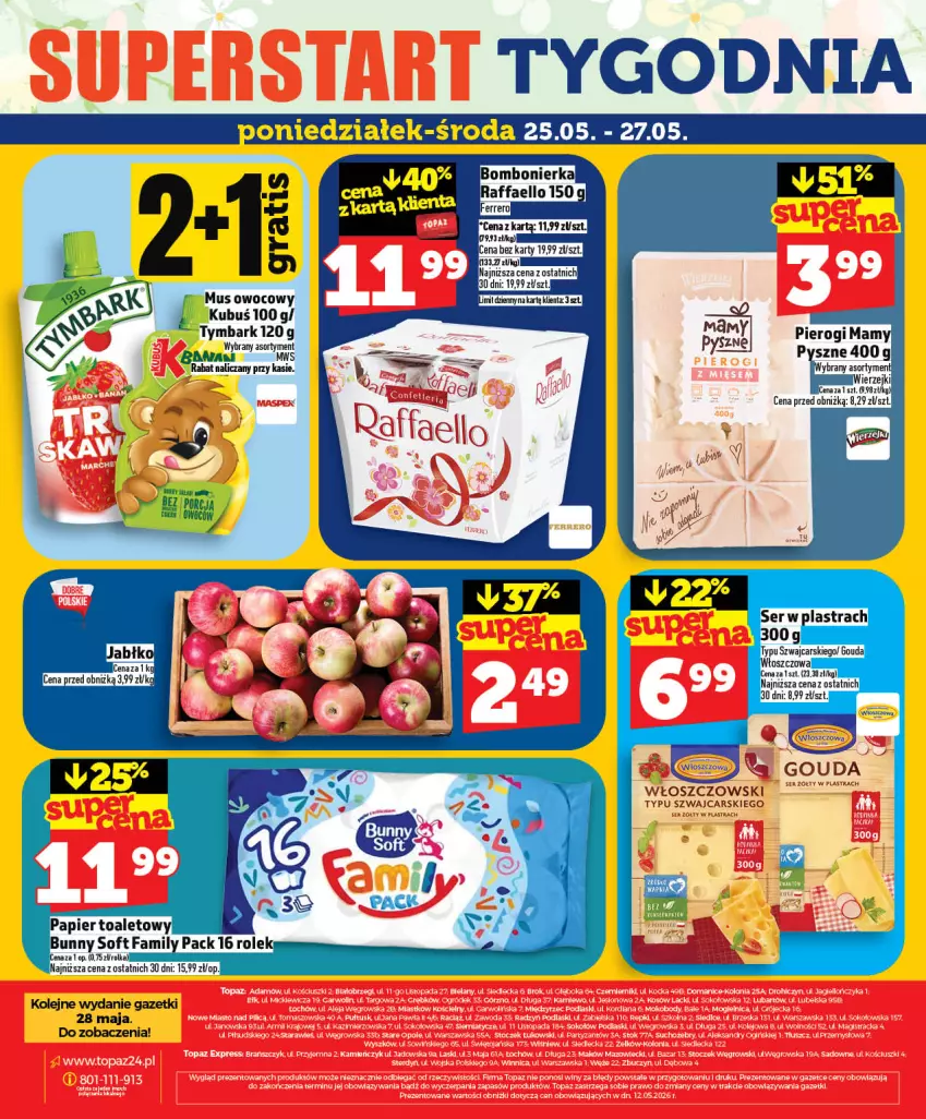Gazetka promocyjna Topaz - Gazetka - ważna 21.05 do 27.05.2026 - strona 48 - produkty: Cars, Fa, Gouda, Kubuś, Mus, Olej, Raffaello, Tymbark, Włoszczowski