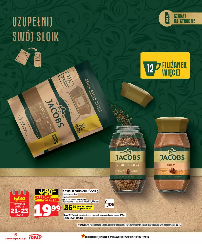 Gazetka promocyjna Topaz - Gazetka - ważna 21.05 do 27.05.2026 - strona 6 - produkty: Jacobs, Kawa, Top, Waga