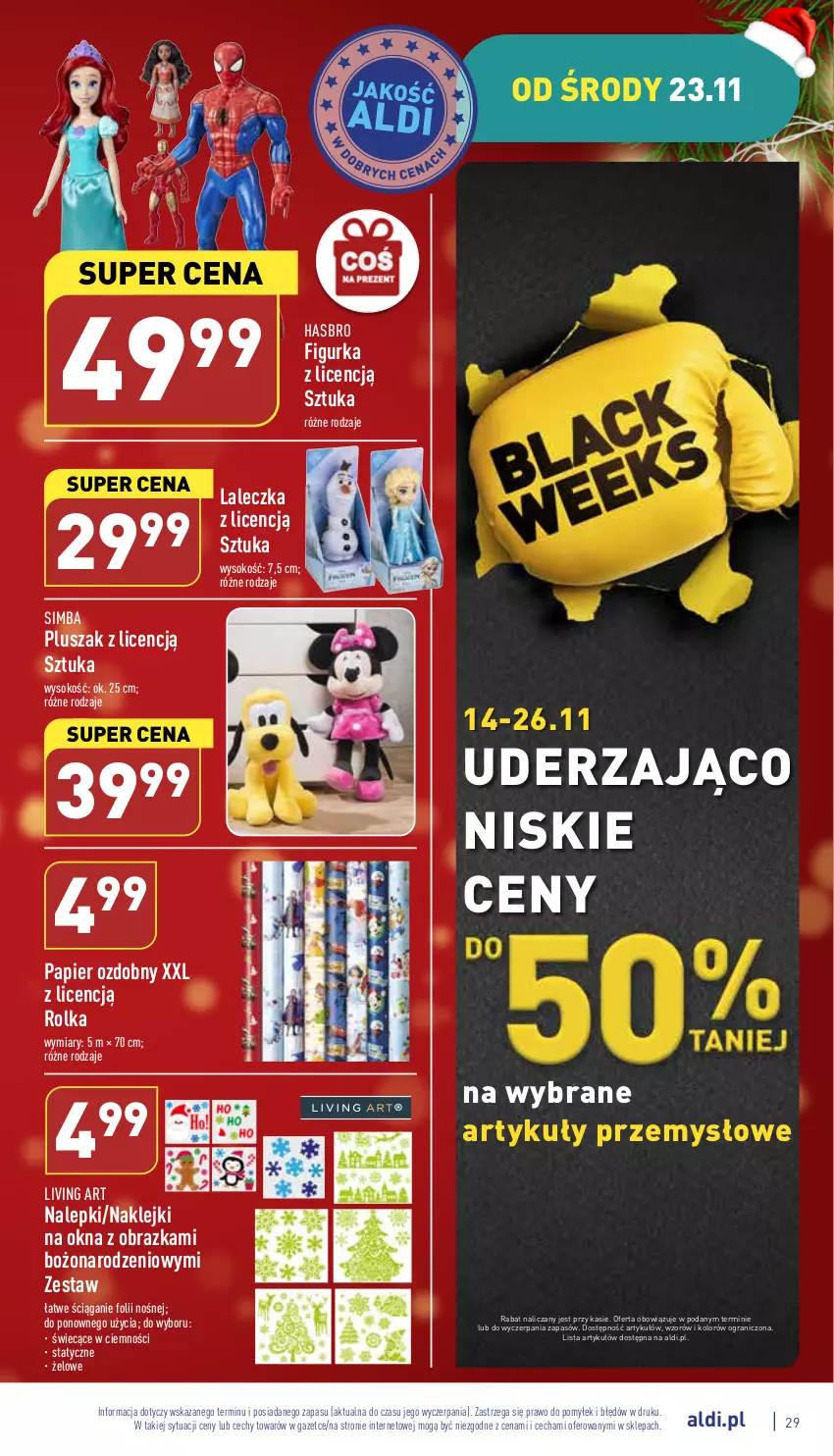 Gazetka promocyjna Aldi - Pełny katalog - ważna 21.11 do 26.11.2022 - strona 29 - produkty: Gra, Hasbro, Klej, Nalepki, Obraz, Papier, Papier ozdobny, Pluszak, Sok