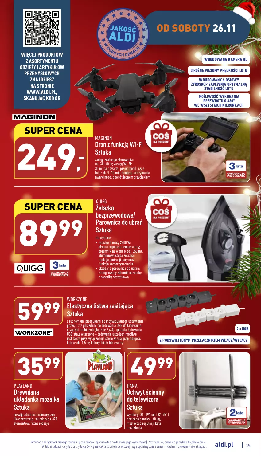 Gazetka promocyjna Aldi - Pełny katalog - ważna 21.11 do 26.11.2022 - strona 39 - produkty: Gin, Hama, Kamera, Listwa, Mobil, Parownica, Pojemnik, Telewizor, Top, Układanka