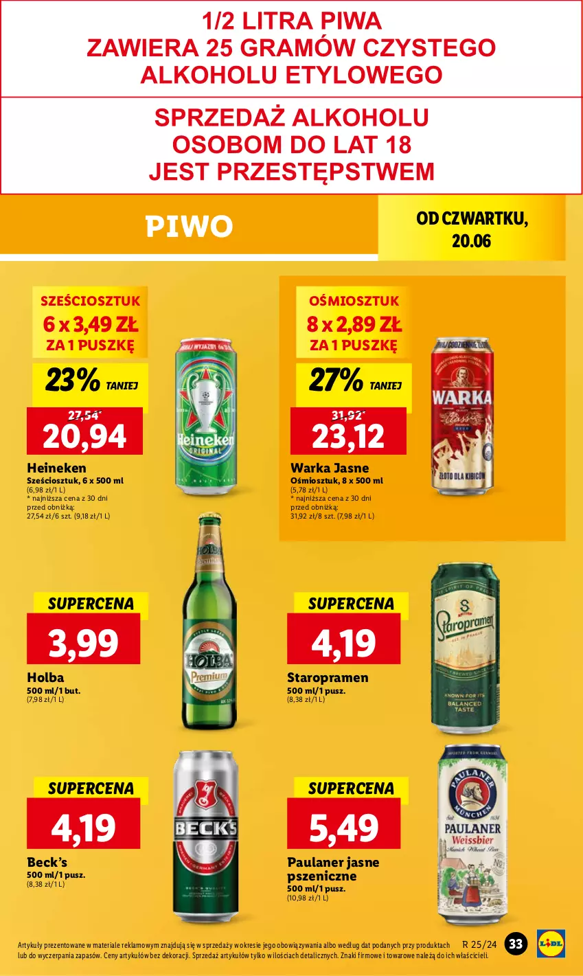 Gazetka promocyjna Lidl - GAZETKA - ważna 20.06 do 22.06.2024 - strona 41 - produkty: Heineken, Piwo, Warka