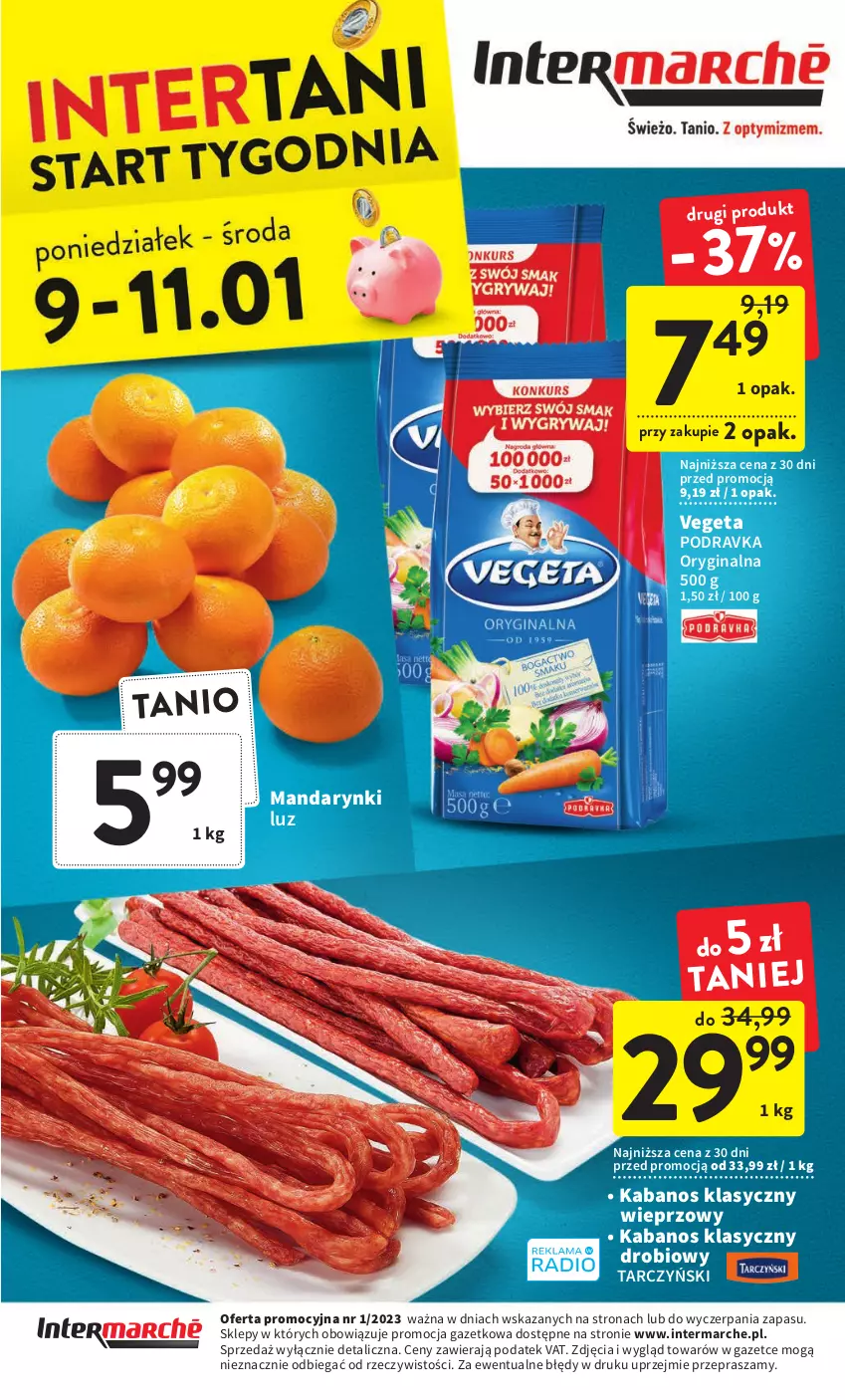 Gazetka promocyjna Intermarche - Gazetka Intermarche - ważna 03.01 do 11.01.2023 - strona 32 - produkty: Gin, Kabanos, Mandarynki, Podravka, Tarczyński, Vegeta