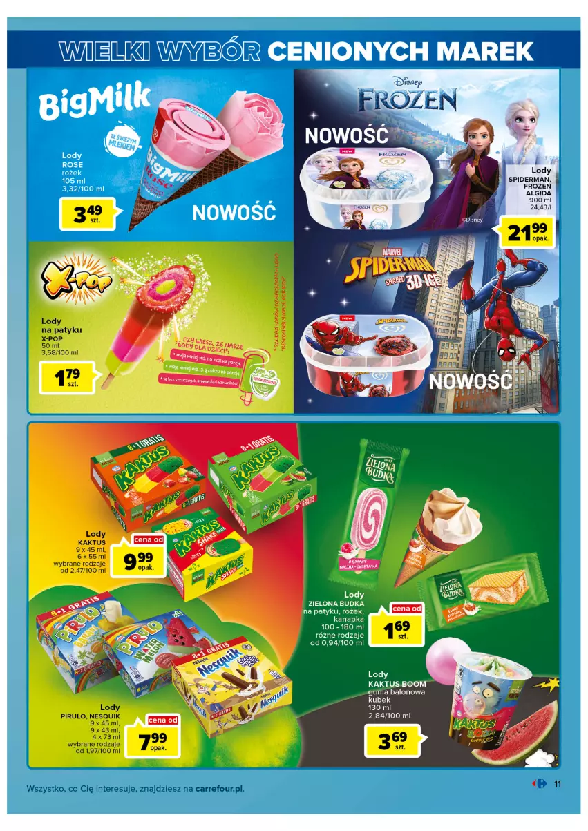 Gazetka promocyjna Carrefour - Gazetka Wielki wybór cenionych marek - ważna 31.05 do 11.06.2022 - strona 11 - produkty: Algida, Disney, Frozen, Kaktus, LG, Lody, Spiderman