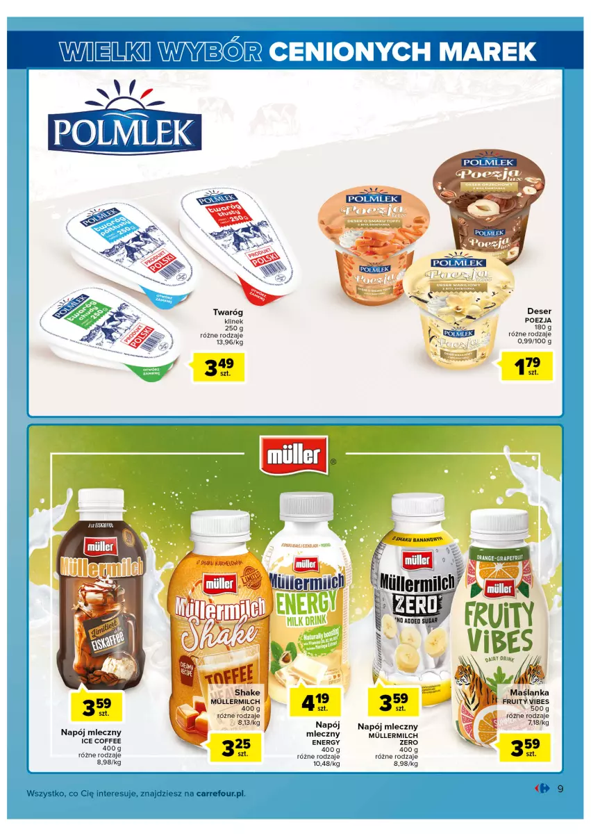 Gazetka promocyjna Carrefour - Gazetka Wielki wybór cenionych marek - ważna 31.05 do 11.06.2022 - strona 9 - produkty: Deser, Napój, Napój mleczny, Ser, Twaróg