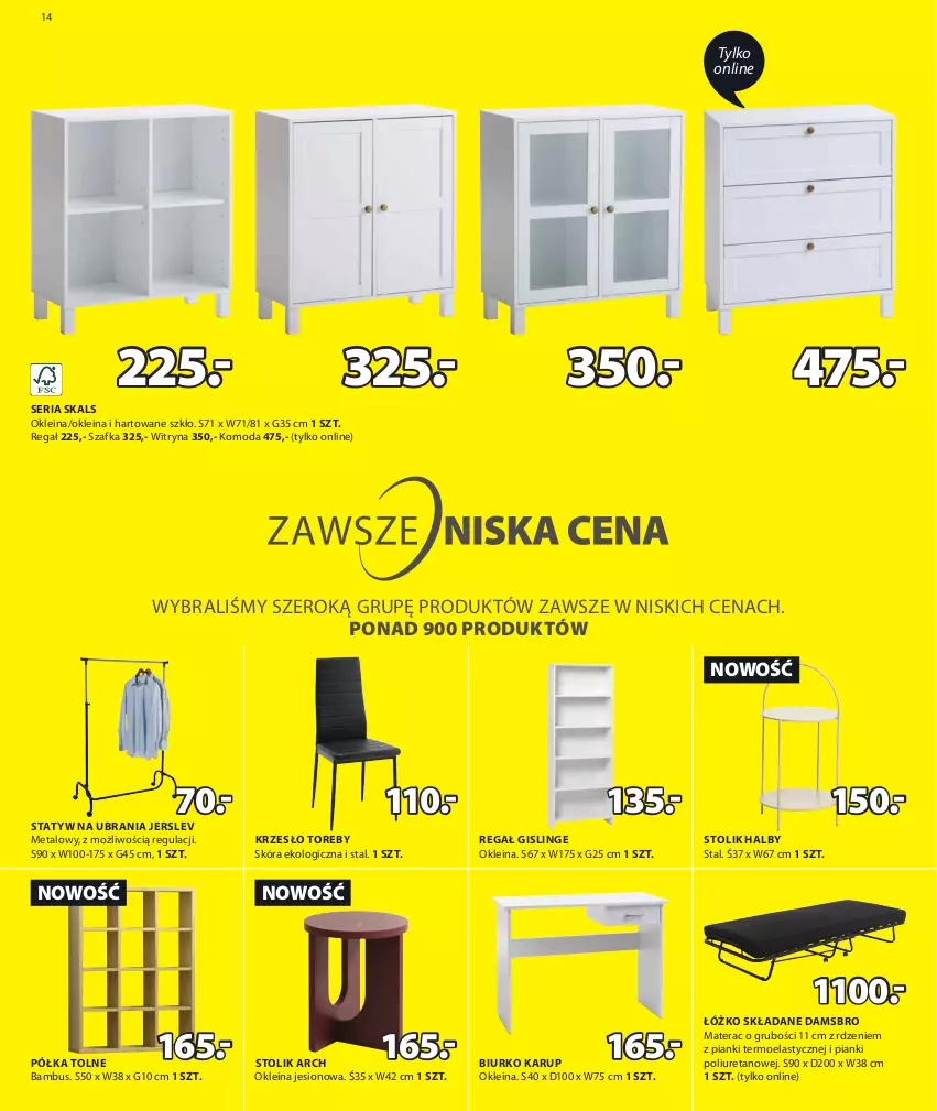 Gazetka promocyjna Jysk - Oferta tygodnia - ważna 28.09 do 18.10.2022 - strona 15 - produkty: Biurko, Komoda, Krzesło, Materac, Moda, Półka, Regał, Ser, Statyw na ubrania, Stolik, Szafka, Tera, Ubrania, Witryna