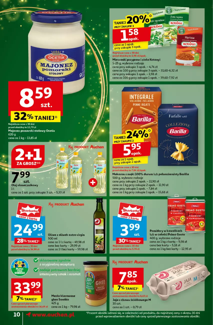 Gazetka promocyjna Auchan - Pewność Niskich Cen Supermarket - ważna 14.11 do 20.11.2024 - strona 12 - produkty: Barilla, Fa, Gin, Jaja, Kawa, Majonez, Makaron, Masło, Masło klarowane, Ocet, Olej, Olej słonecznikowy, Oliwa, Oliwa z oliwek, Pomidory, Pomidory w kawałkach, Rum, Ser