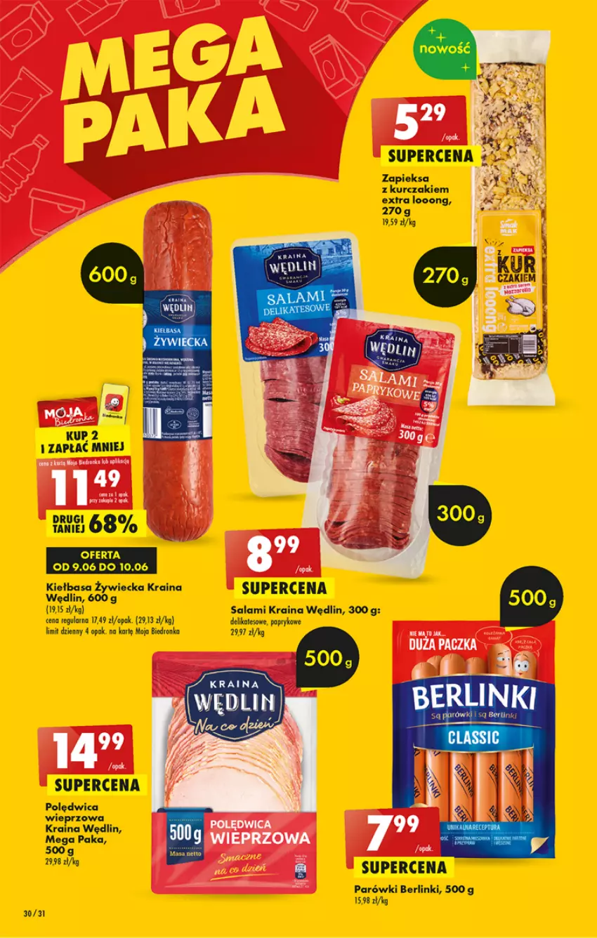 Gazetka promocyjna Biedronka - ważna 08.06 do 14.06.2023 - strona 30 - produkty: Berlinki, Kiełbasa, Kurczak, Parówki, Polędwica, Salami