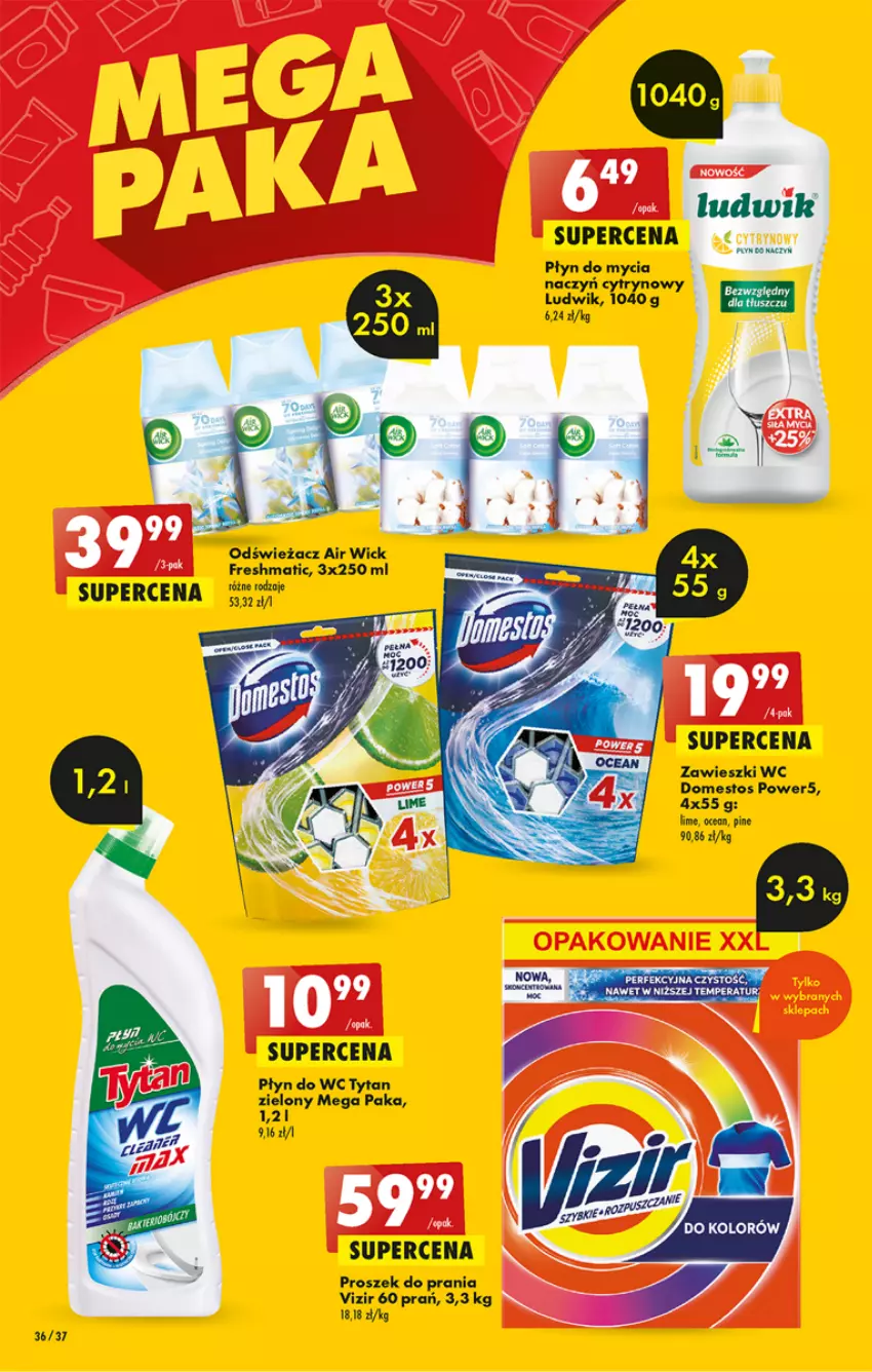 Gazetka promocyjna Biedronka - ważna 08.06 do 14.06.2023 - strona 36 - produkty: Air Wick, Do mycia naczyń, Domestos, Fa, Ludwik, Płyn do mycia, Płyn do mycia naczyń, Proszek do prania, Tytan, Vizir, Zawieszki