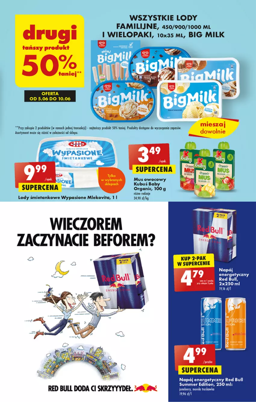 Gazetka promocyjna Biedronka - ważna 08.06 do 14.06.2023 - strona 51 - produkty: Big Milk, Fa, Lody, Mleko, Mlekovita, Morela, Napój, Napój energetyczny, Rama, Red Bull, Tran