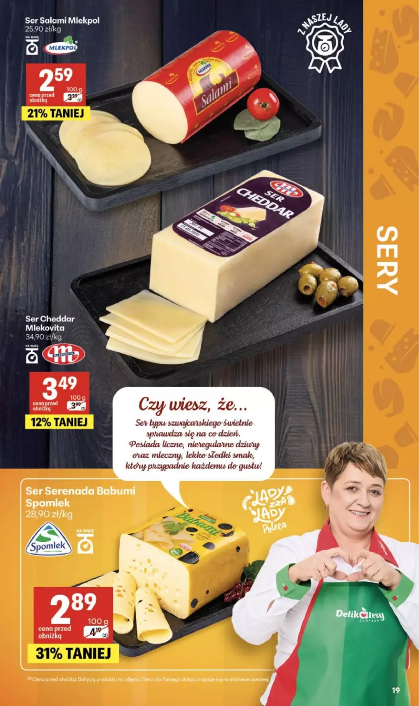 Gazetka promocyjna Delikatesy Centrum - Franczyza DC25 Czwartek - ważna 18.06 do 24.06.2026 - strona 19 - produkty: Cheddar, Fa, Mleko, Mlekovita, Salami, Ser, Ser salami