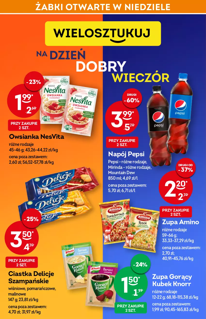 Gazetka promocyjna Żabka - ważna 09.03 do 15.03.2022 - strona 12 - produkty: Ciastka, Delicje, Knorr, Kubek, Mirinda, Napój, Owsianka, Pepsi, Zupa