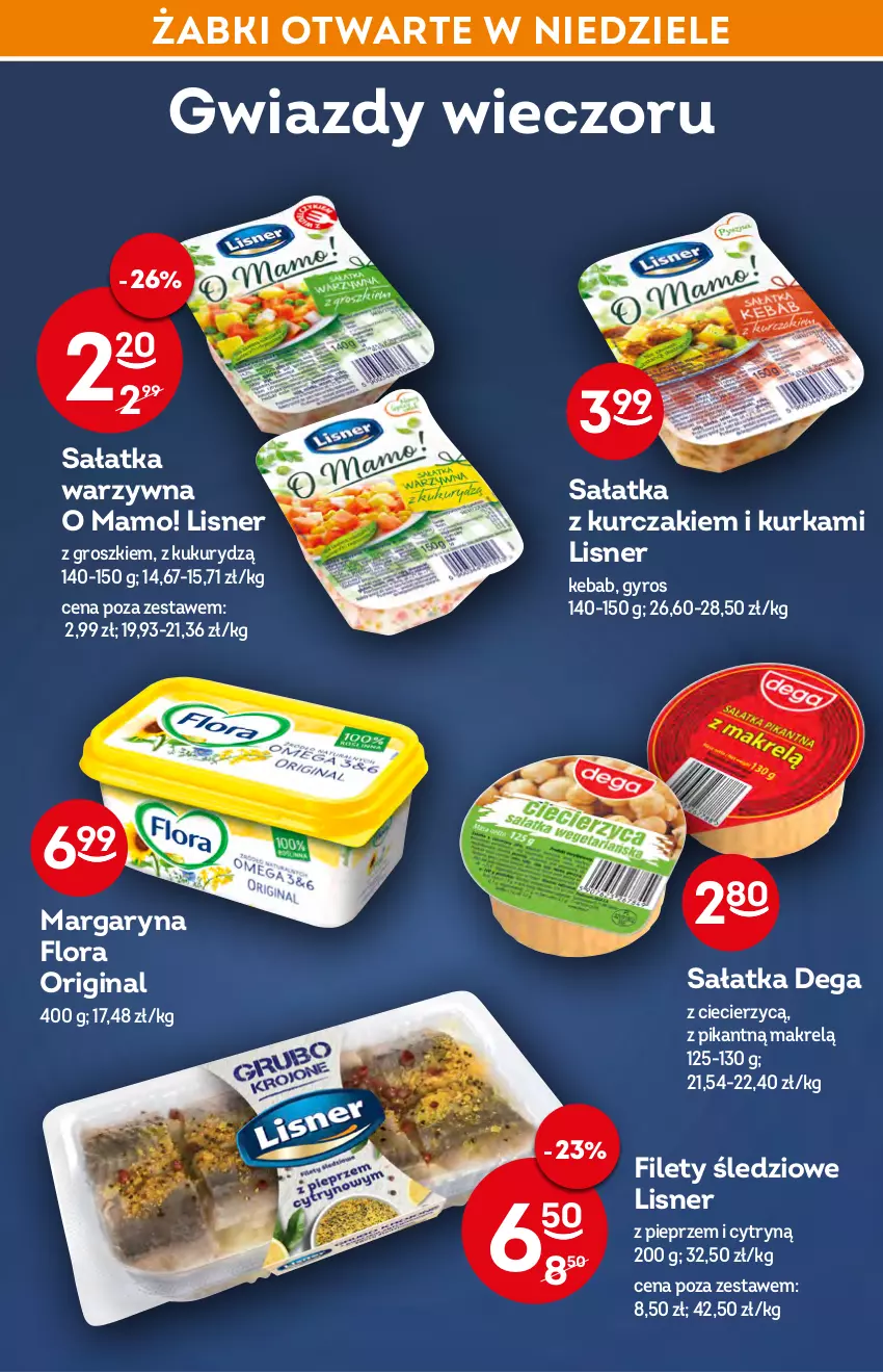 Gazetka promocyjna Żabka - ważna 09.03 do 15.03.2022 - strona 42 - produkty: Dega, Eleo, Flora, Gin, Gyros, Kebab, Kurczak, Lisner, Makrelą, Margaryna, Pieprz, Sałat, Sałatka, Sałatka warzywna