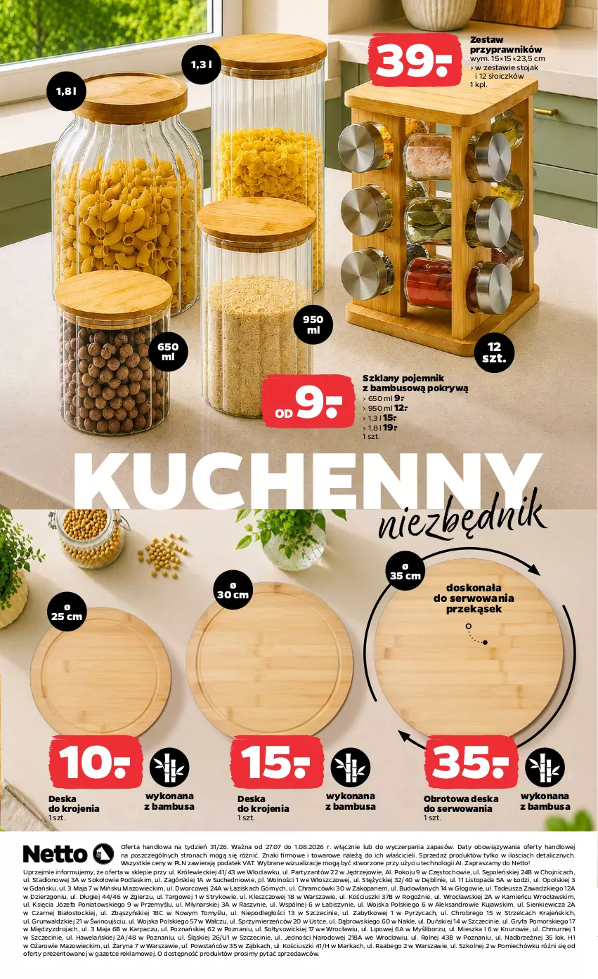 Gazetka promocyjna Netto - Od Poniedziałku - ważna 27.07 do 01.08.2026 - strona 3 - produkty: Deska do krojenia, Fa, Gry, Karp, Kujawski, Podlaski, Pojemnik, Ser, Sok, Stock, Stojak, Top, Wino