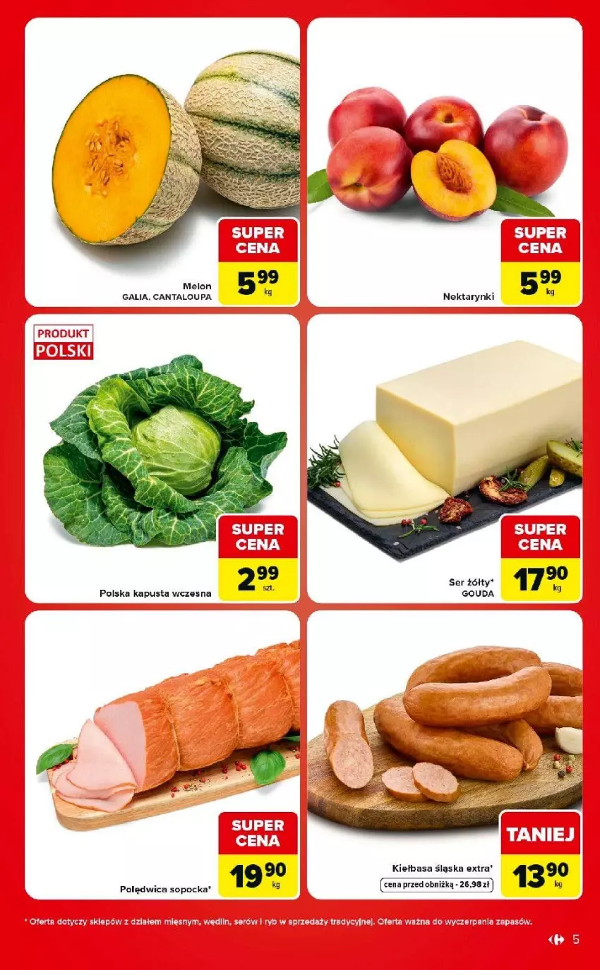 Gazetka promocyjna Carrefour - Gazetka Carrefour Market w SUMIE ekspresowe zakupy - ważna 14.07 do 20.07.2026 - strona 5 - produkty: Fa, Kiełbasa, Kiełbasa śląska, Melon, Nektar, Polędwica, Ser