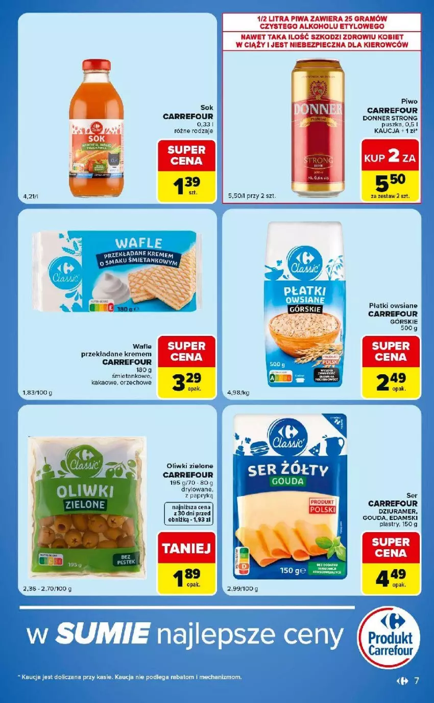 Gazetka promocyjna Carrefour - Gazetka Carrefour Market w SUMIE ekspresowe zakupy - ważna 14.07 do 20.07.2026 - strona 7 - produkty: Edam, Gra, Kakao, Oliwki, Piec, Piwa, Piwo, Płatki owsiane, Ser, Sok, Wafle