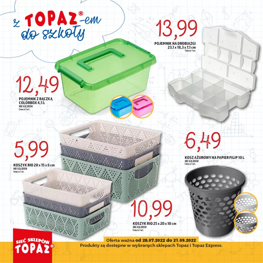 Gazetka promocyjna Topaz - Gazetka - ważna 28.07 do 21.09.2022 - strona 20 - produkty: Kosz, Papier, Pojemnik, Top