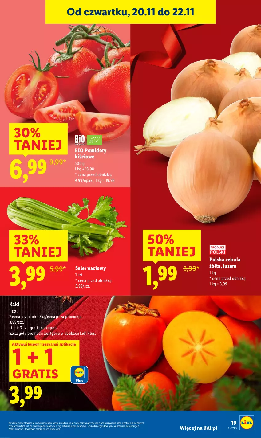 Gazetka promocyjna Lidl - GAZETKA - ważna 20.11 do 22.11.2025 - strona 21 - produkty: Cebula, Gra, Kaki, Pomidory, Seler naciowy
