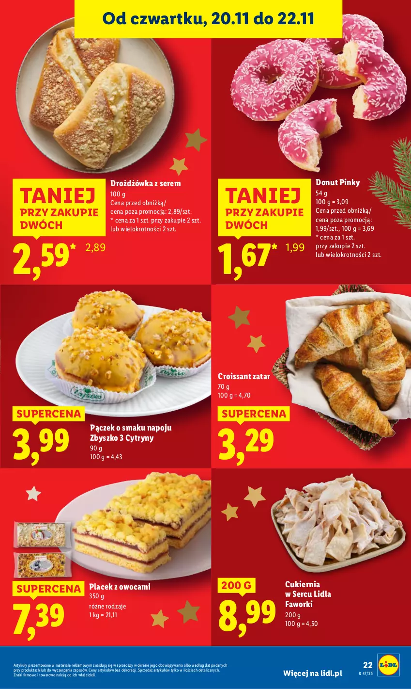 Gazetka promocyjna Lidl - GAZETKA - ważna 20.11 do 22.11.2025 - strona 23 - produkty: Croissant, Cukier, Cytryny, Donut, Fa, Faworki, Pączek, Ser