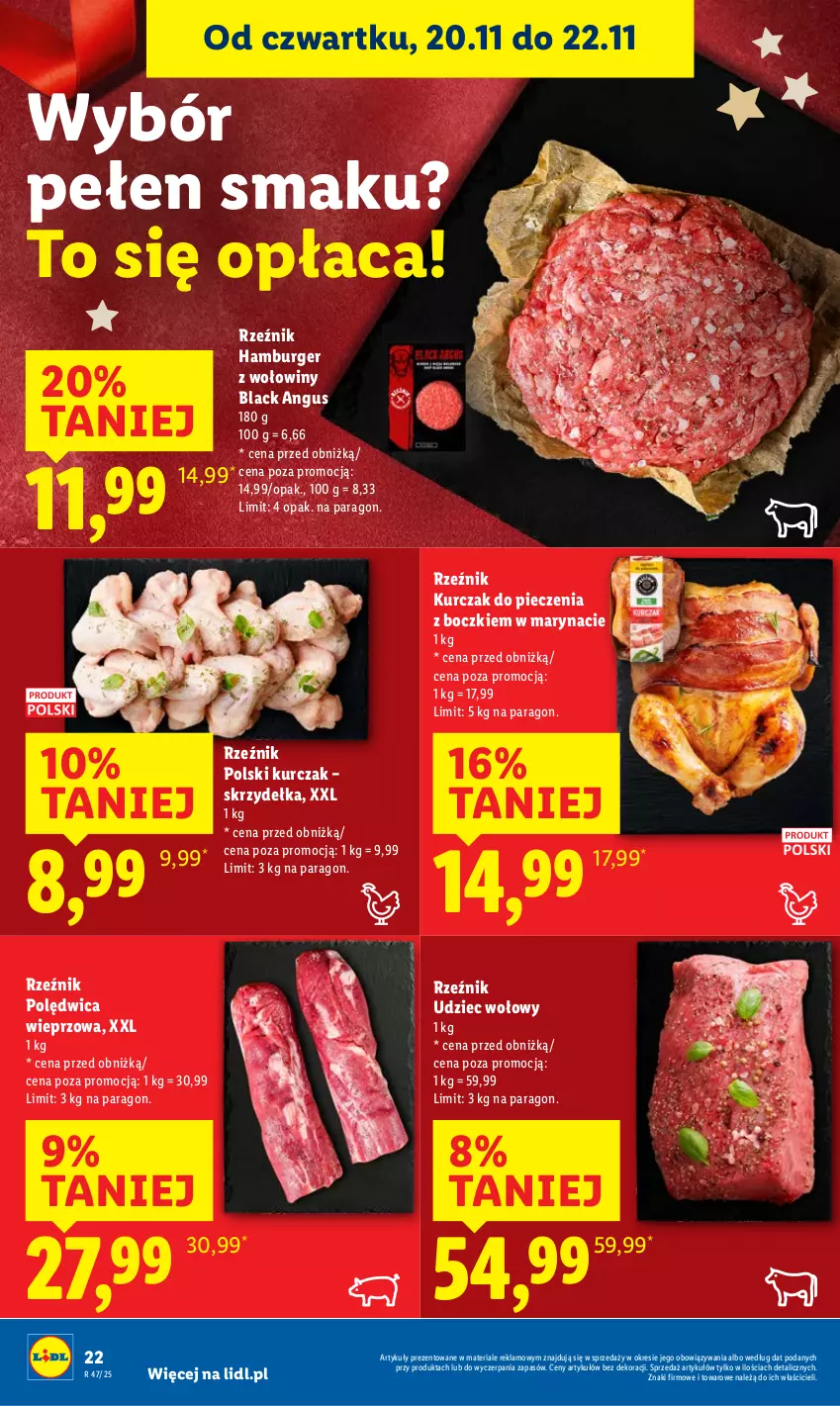 Gazetka promocyjna Lidl - GAZETKA - ważna 20.11 do 22.11.2025 - strona 24 - produkty: Burger, Hamburger, Kurczak, Lack, Piec, Polędwica, Udziec wołowy