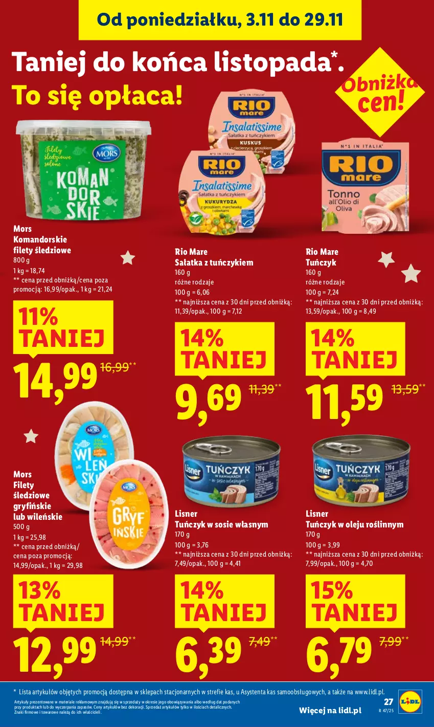 Gazetka promocyjna Lidl - GAZETKA - ważna 20.11 do 22.11.2025 - strona 29 - produkty: Gry, Lisner, Olej, Rio Mare, Sałat, Sałatka, Sos, Top, Tuńczyk