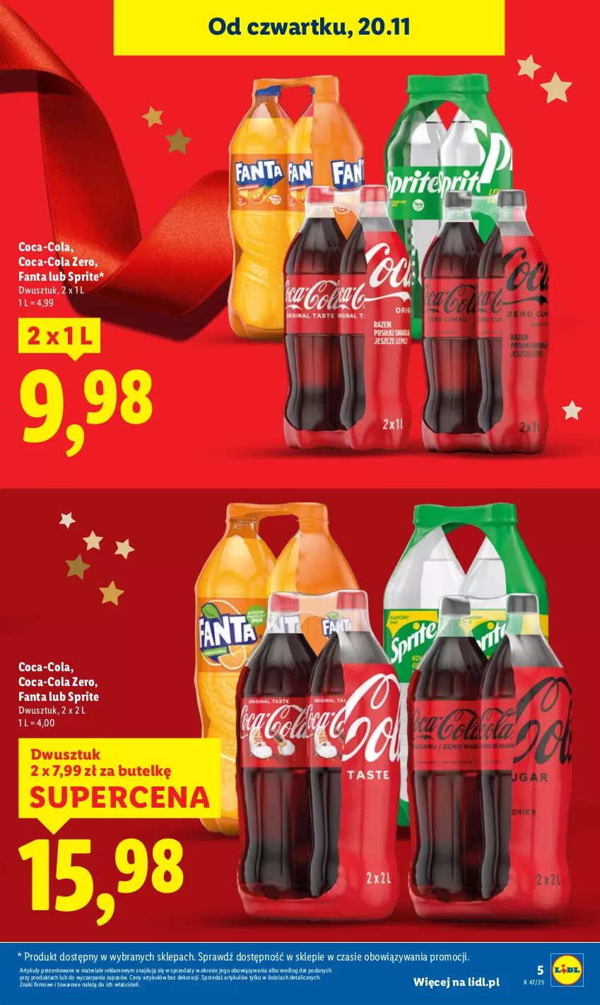 Gazetka promocyjna Lidl - GAZETKA - ważna 20.11 do 22.11.2025 - strona 5 - produkty: Coca-Cola, Fa, Fanta, Sprite