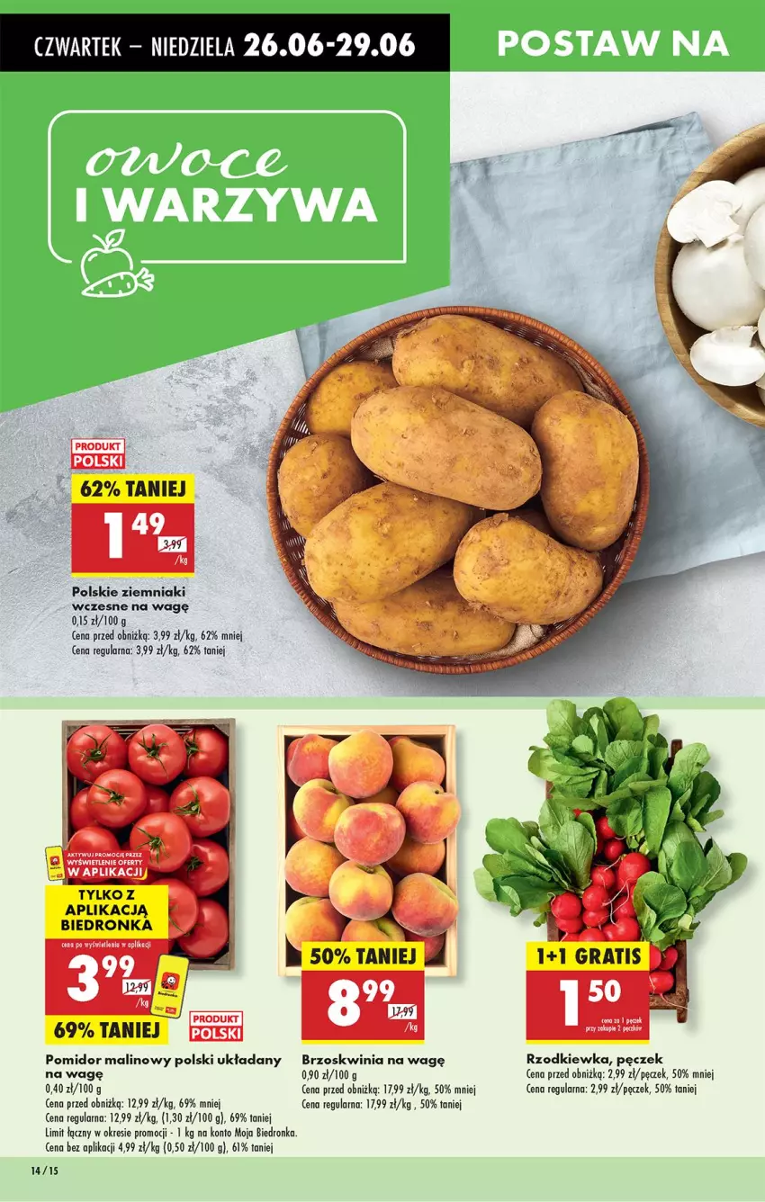 Gazetka promocyjna Biedronka - Od Czwartku - ważna 26.06 do 02.07.2025 - strona 18 - produkty: Pomidor malinowy, Rzodkiewka, Ziemniaki